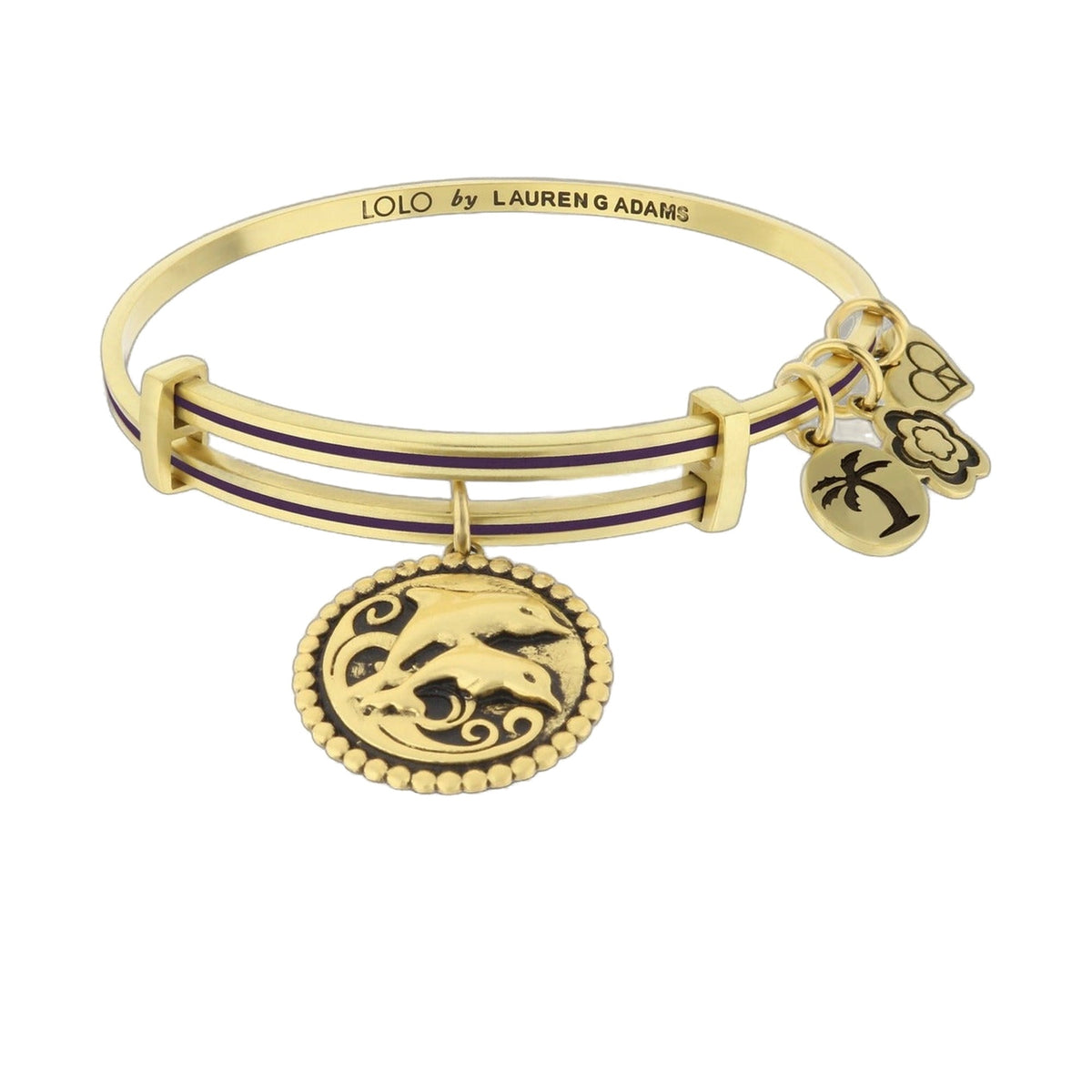Lolo Dolphins Bangle by Lauren G Adams gold-tone bracelet with purple enamel stripe on Tampa Home & Garden Store