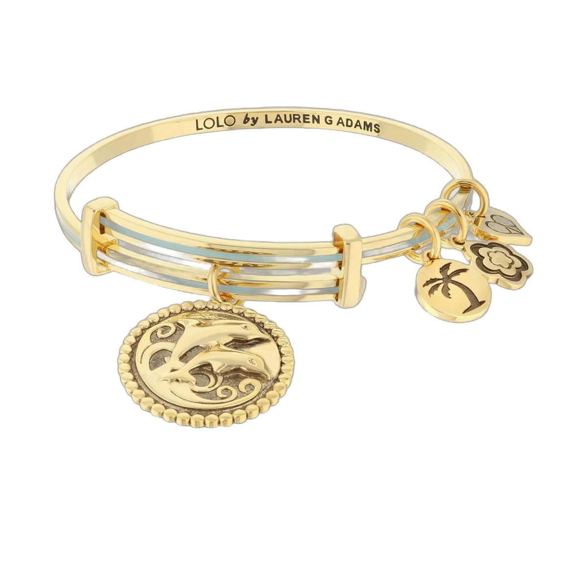 Lolo Dolphins Bangle bracelet gold-tone with blue enamel inlays by Lauren G Adams on Tampa Home & Garden Store