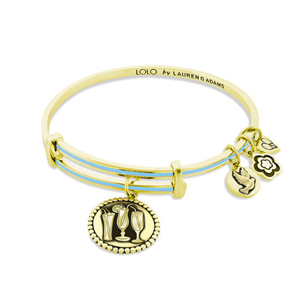 Lolo Cheers Bangle by Lauren G Adams gold-tone bracelet with blue enamel on Tampa Home & Garden Store