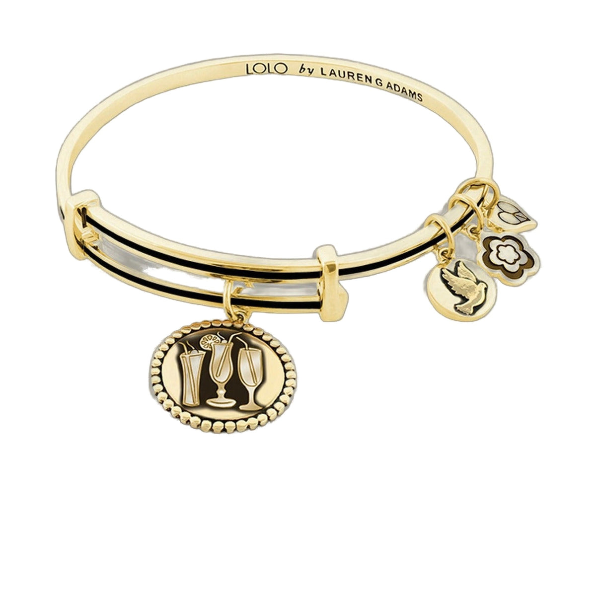 Lolo Cheers Bangle gold-tone bracelet with enamel stripe and cocktail-charm by Lauren G Adams on Tampa Home & Garden Store