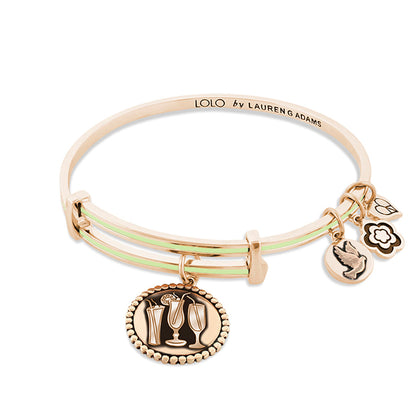 Lolo Cheers Bangle by Lauren G Adams; rose gold bracelet with cocktail pendant charm on Tampa Home & Garden Store