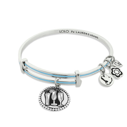 Lolo Cheers Bangle by Lauren G Adams, white bracelet with blue stripe and silver charms on Tampa Home & Garden Store
