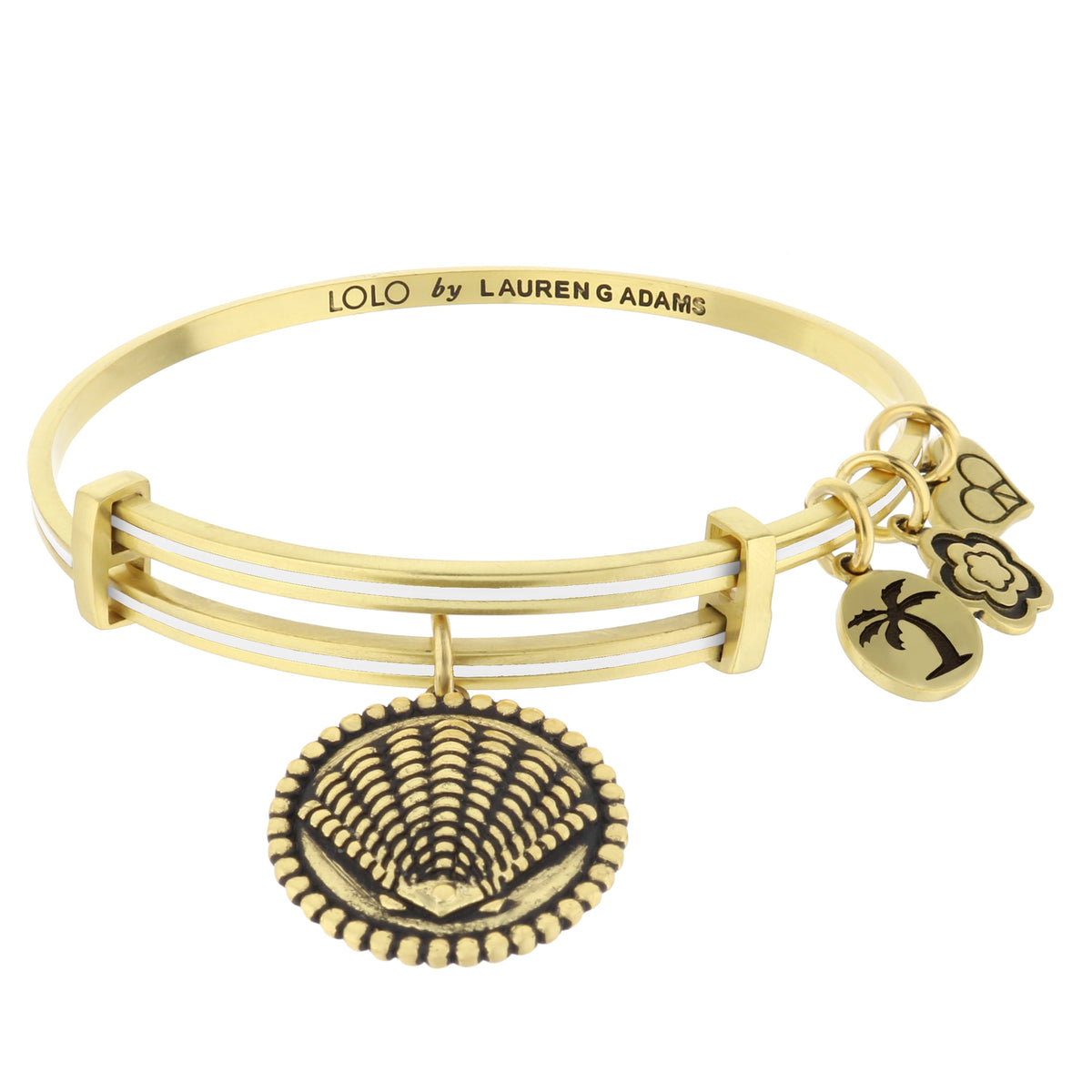 Lolo Seashell Bangle by Lauren G Adams, gold-tone bracelet with shell charms on Tampa Home & Garden Store