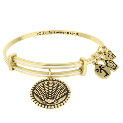 Lolo Seashell Bangle by Lauren G Adams, gold-tone bracelet with shell charms on Tampa Home & Garden Store