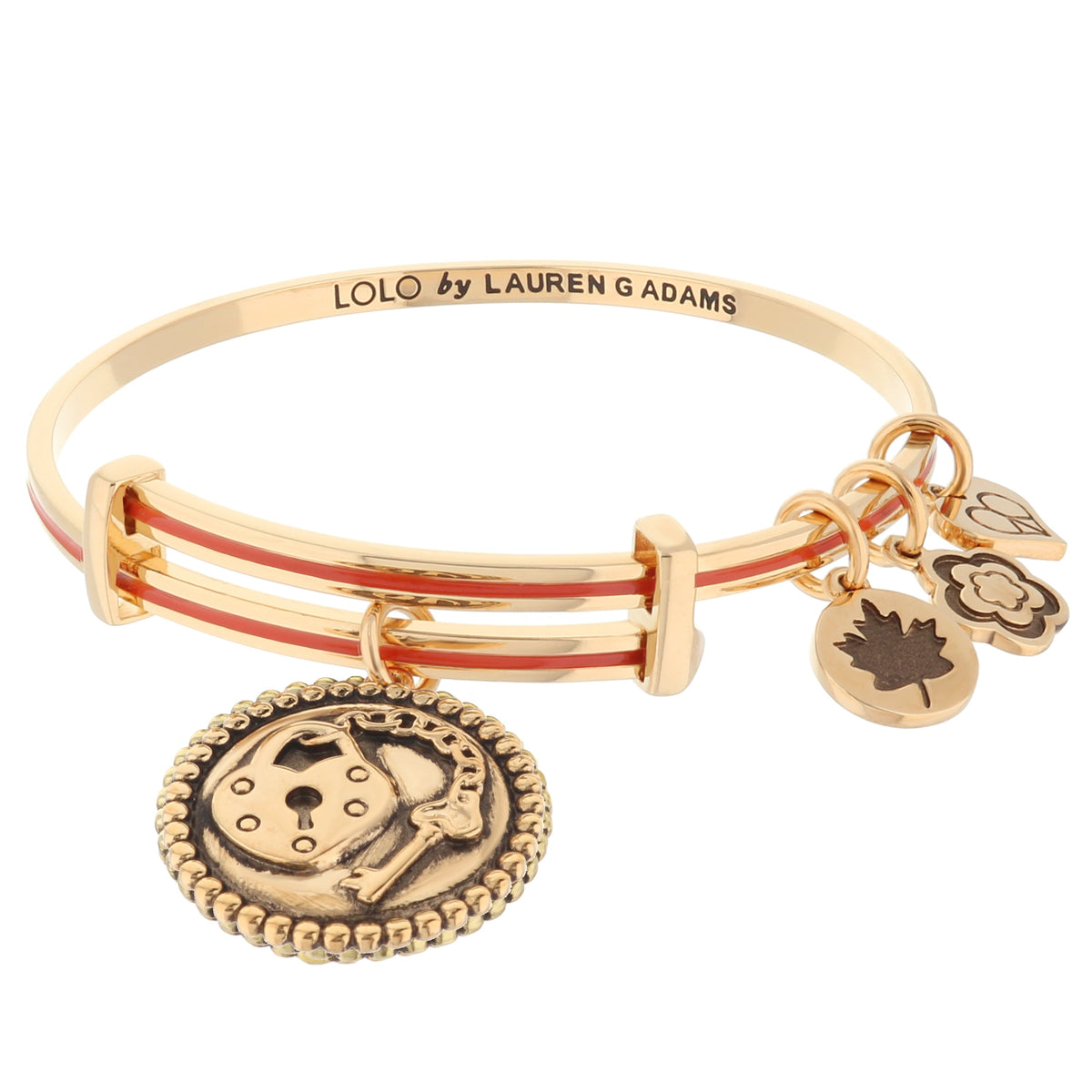 Lolo Key To My Heart Bangle gold-tone bracelet by Lauren G Adams with charm accents on Tampa Home & Garden Store