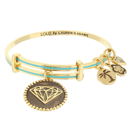 Lolo Diamond Bangle by Lauren G Adams, gold-tone bracelet with turquoise enamel inlays on Tampa Home & Garden Store