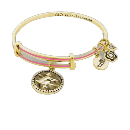 Lolo Figure Skating Bangle gold-tone bracelet with pink stripe and charms by Lauren G Adams on Tampa Home & Garden Store