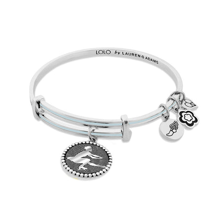 LOLO Figure Skating Bangle by Lauren G Adams; white silver-tone bracelet with blue accents on Tampa Home & Garden Store