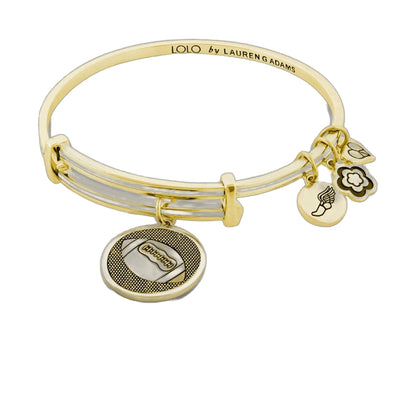 Lolo Football Bangle gold-tone bracelet by Lauren G Adams with LOLO engraving and charms on Tampa Home & Garden Store