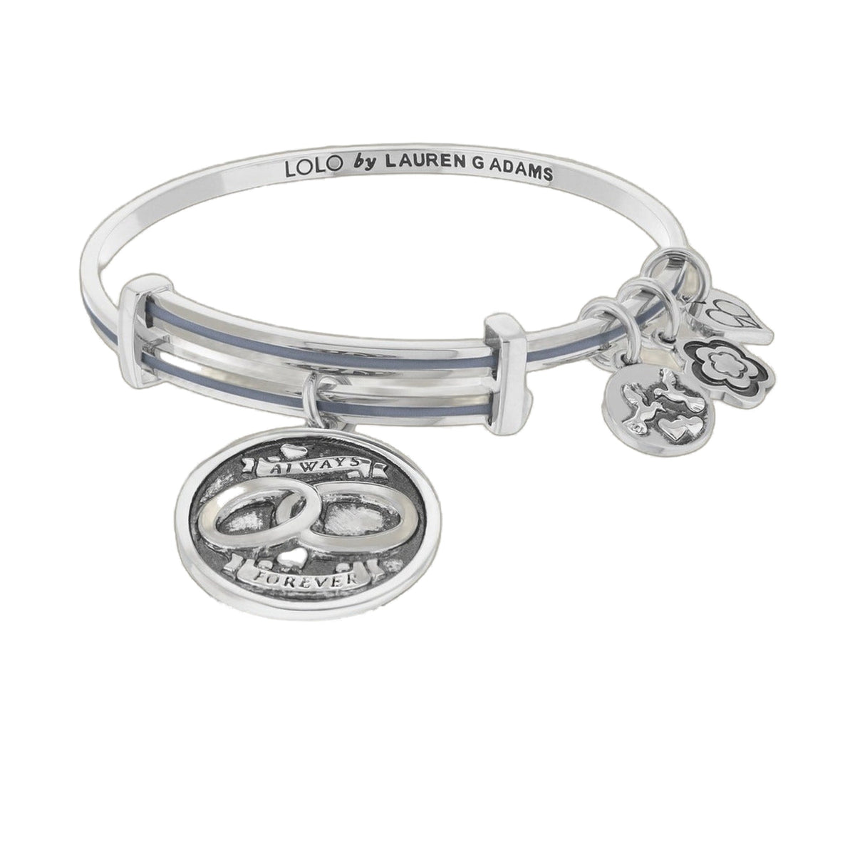 Lolo Always Forever Bangle by Lauren G Adams, silver-tone layered bracelet with charms on Tampa Home & Garden Store