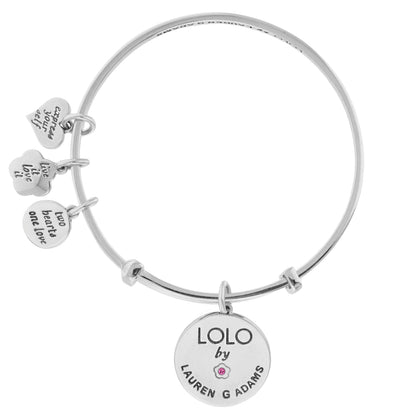 Lolo Always Forever Bangle silver bracelet with heart charms and pendant by Lauren G Adams on Tampa Home & Garden Store
