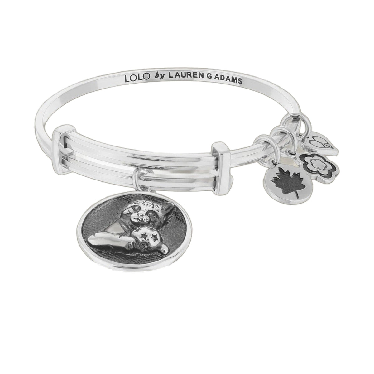 Lolo Kitten Bangle by Lauren G Adams, silver-tone bracelet with layered bands on Tampa Home & Garden Store