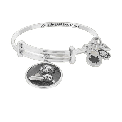 Lolo Kitten Bangle by Lauren G Adams, silver-tone bracelet with layered bands on Tampa Home & Garden Store