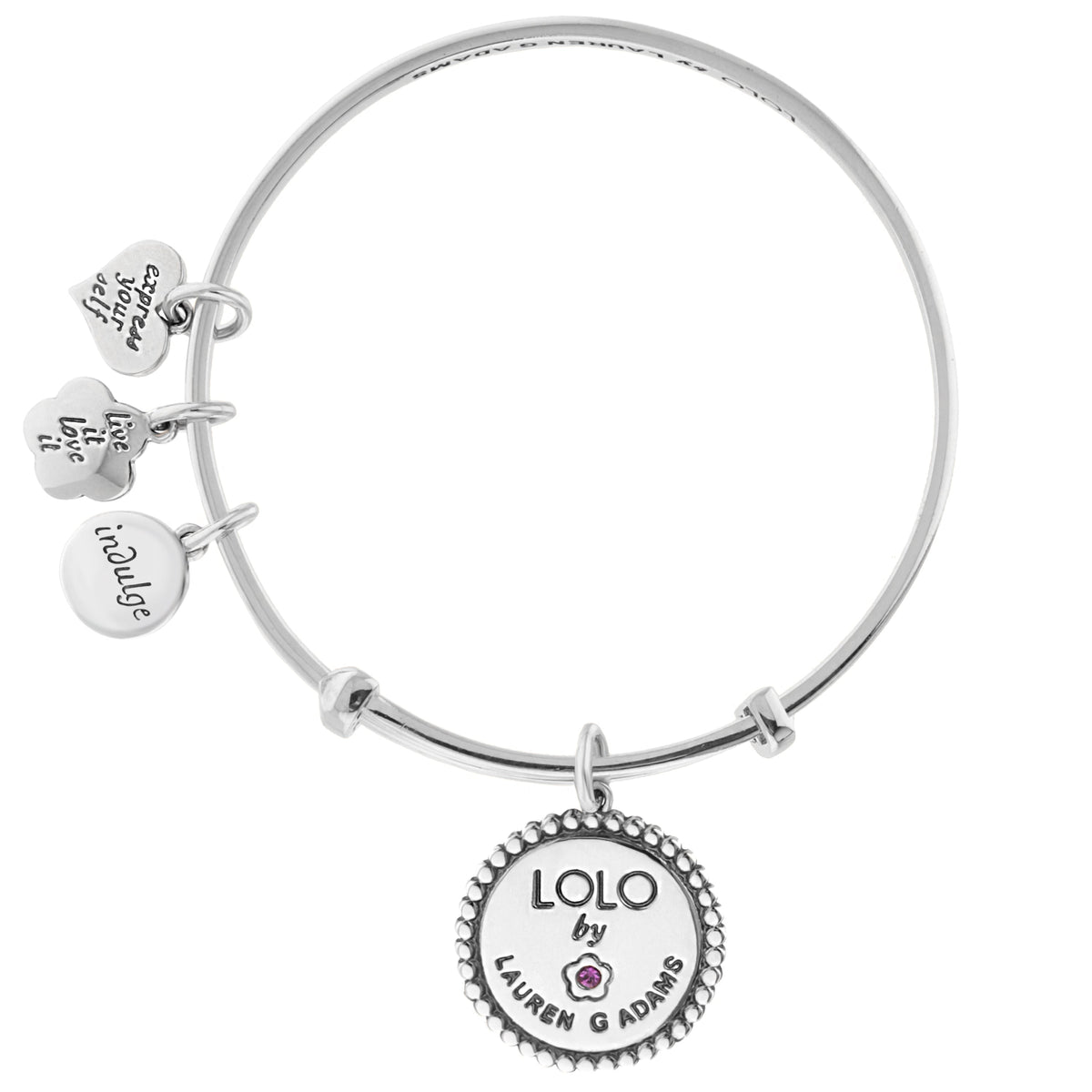 Lolo Crab Bangle bracelet by Lauren G Adams, silver-tone with multiple charms on Tampa Home & Garden Store
