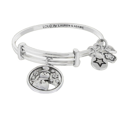 Lolo Snowman Bangle by Lauren G Adams, silver-tone multi-band bracelet with snowman charms on Tampa Home & Garden Store