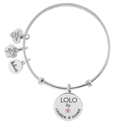 Lolo Snowman Bangle bracelet with LOLO by LAUREN G ADAMS charm and engraved heart charms on Tampa Home & Garden Store