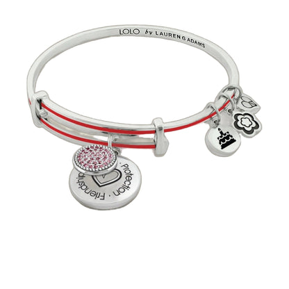 January Birthstone Color Bangle with red stripe and charm cluster by Lauren G Adams on Tampa Home & Garden Store