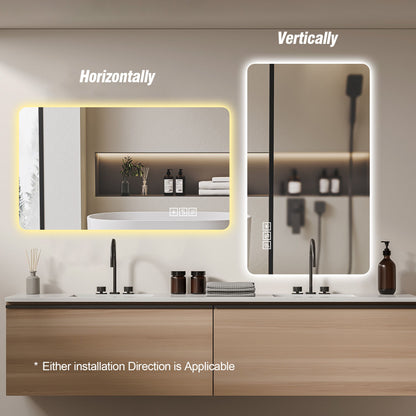 Wall mounted LED bathroom mirror in silver with 3-color dimmable lighting by HouseOfZazla on Tampa Home & Garden Store