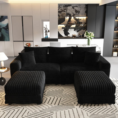 Deep Seat Sofa Bed With Ottoman and Soft Pillows