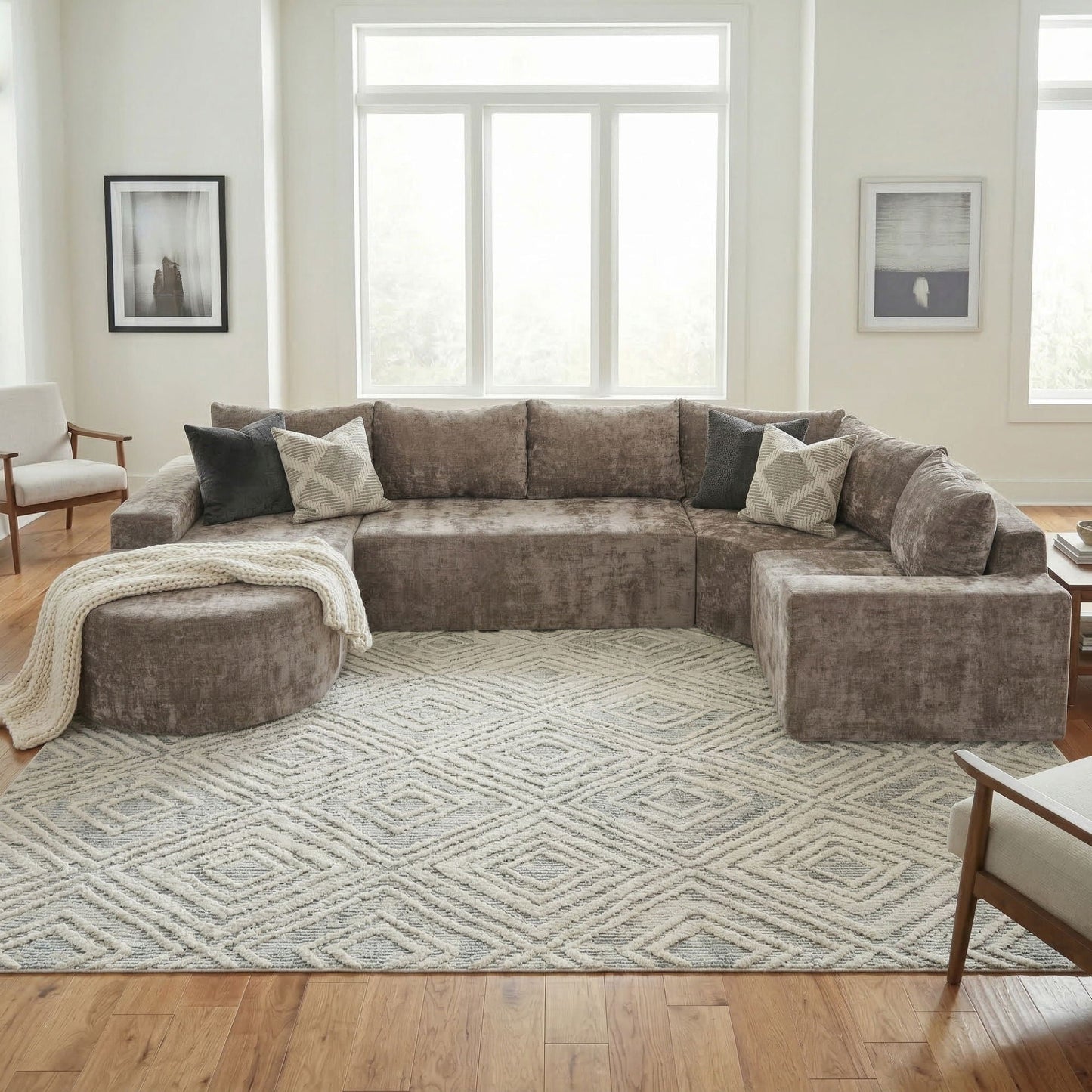 Modular Cloud Sectional Sofa Set by HouseOfZazla, U‑shaped with deep-seat grey upholstery on Tampa Home & Garden Store