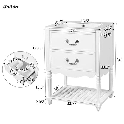 Wave Design Bathroom Vanity with Sink and Drawers