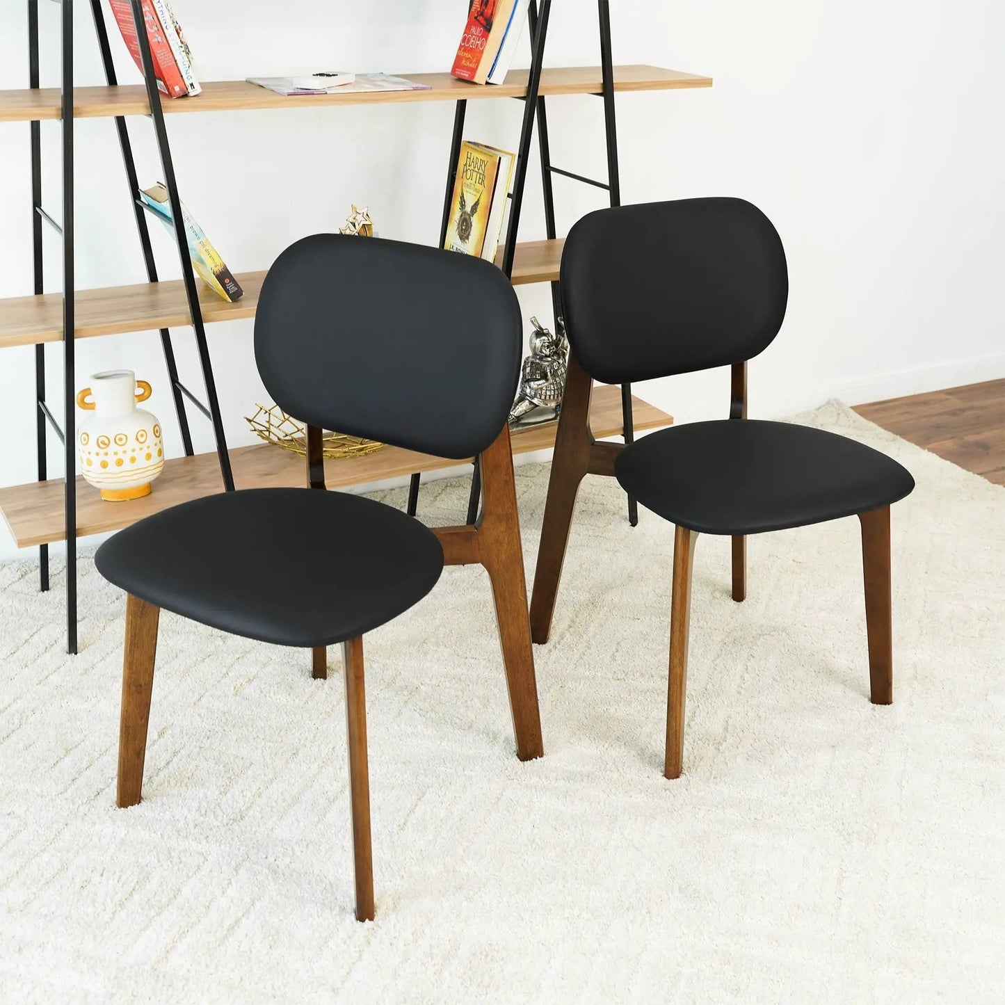 Kelsey Stylish Dining Chair Set (Set of 2) black seat, wood legs by Unique Piece Furniture on Tampa Home & Garden Store