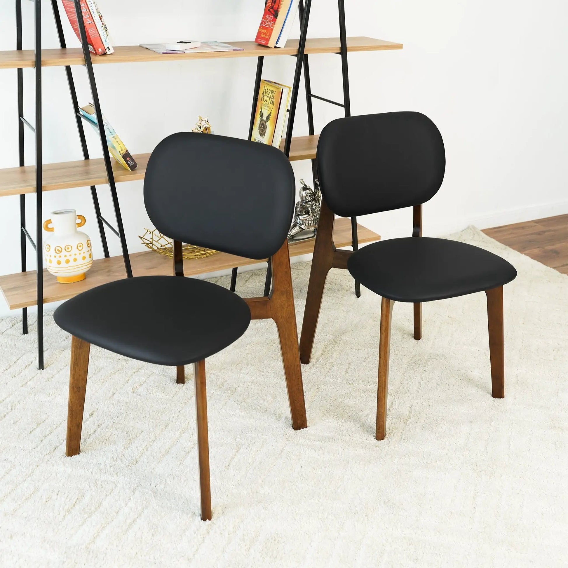Kelsey Stylish Dining Chair Set (Set of 2) black seat, wood legs by Unique Piece Furniture on Tampa Home & Garden Store