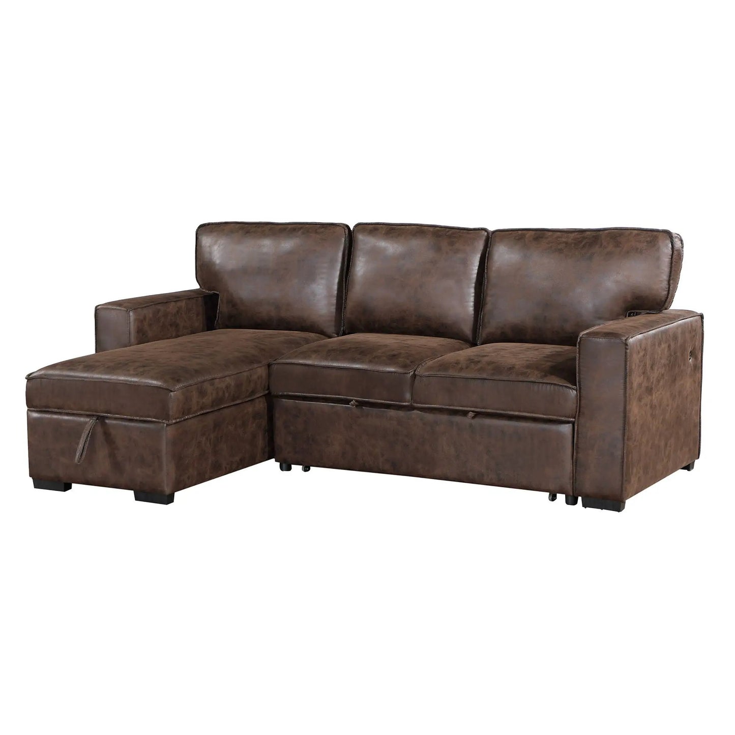 Territory pull-out sofa bed brown leather sleeper sectional with ottoman Unique Piece on Tampa Home & Garden Store