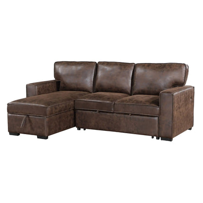 Territory pull-out sofa bed brown leather sleeper sectional with ottoman Unique Piece on Tampa Home & Garden Store