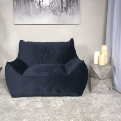 Allea Velveteen Bean Bag Chair Midnight Blue