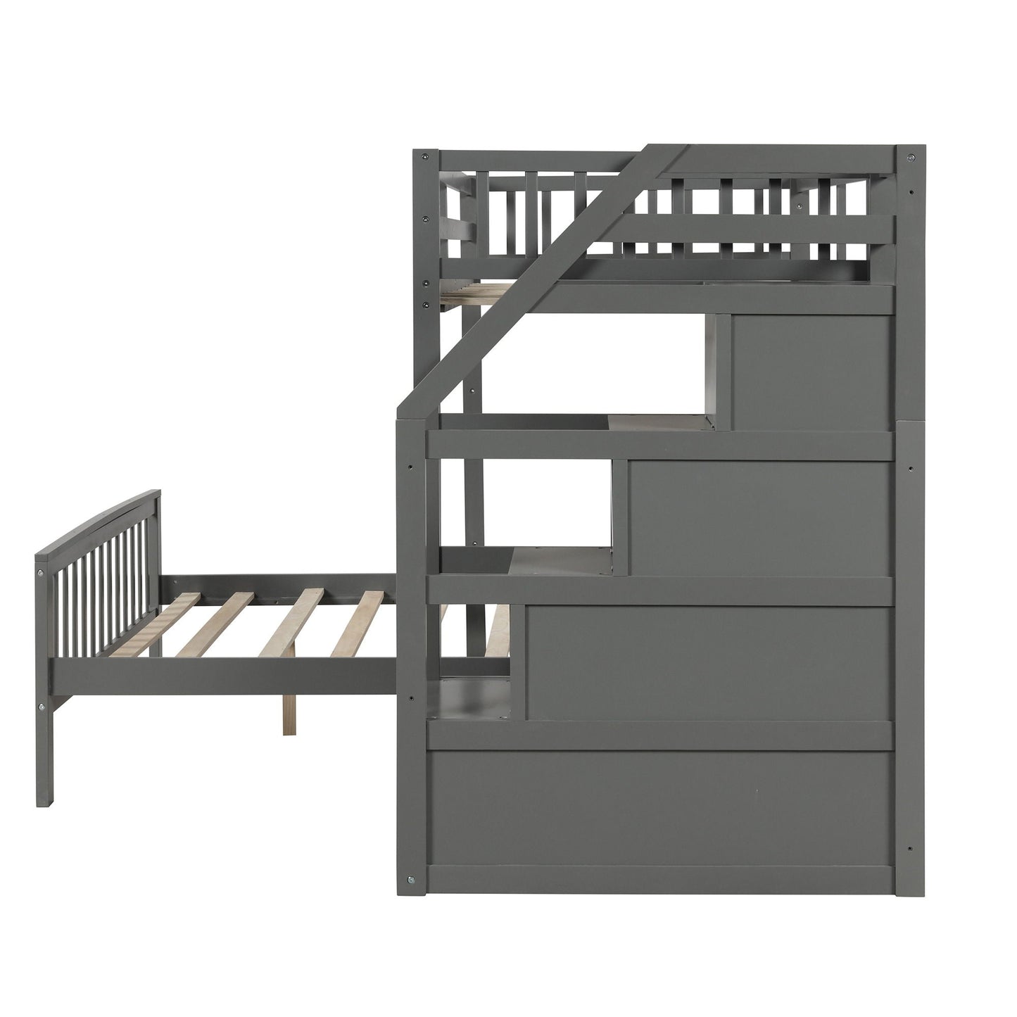 Loft Bed With Staircase And Storage dark gray wood by HouseOfZazla on Tampa Home & Garden Store