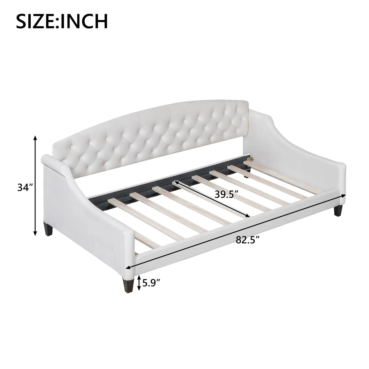 Modern Tufted Button Daybed by Unique Piece Furniture in white upholstery with slatted base on Tampa Home & Garden Store