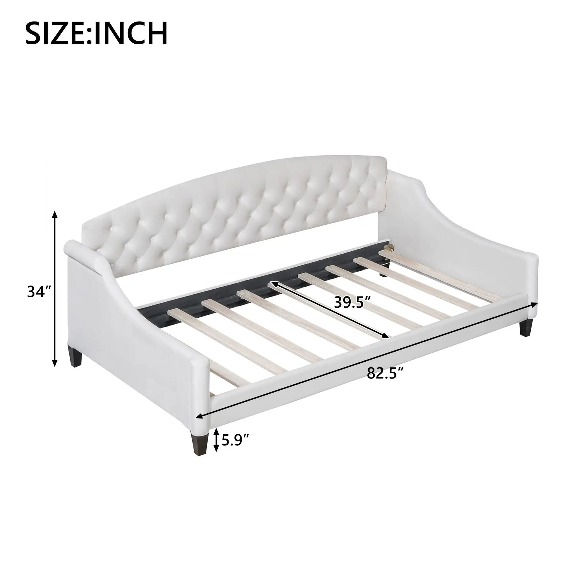 Modern Tufted Button Daybed by Unique Piece Furniture in white upholstery with slatted base on Tampa Home & Garden Store