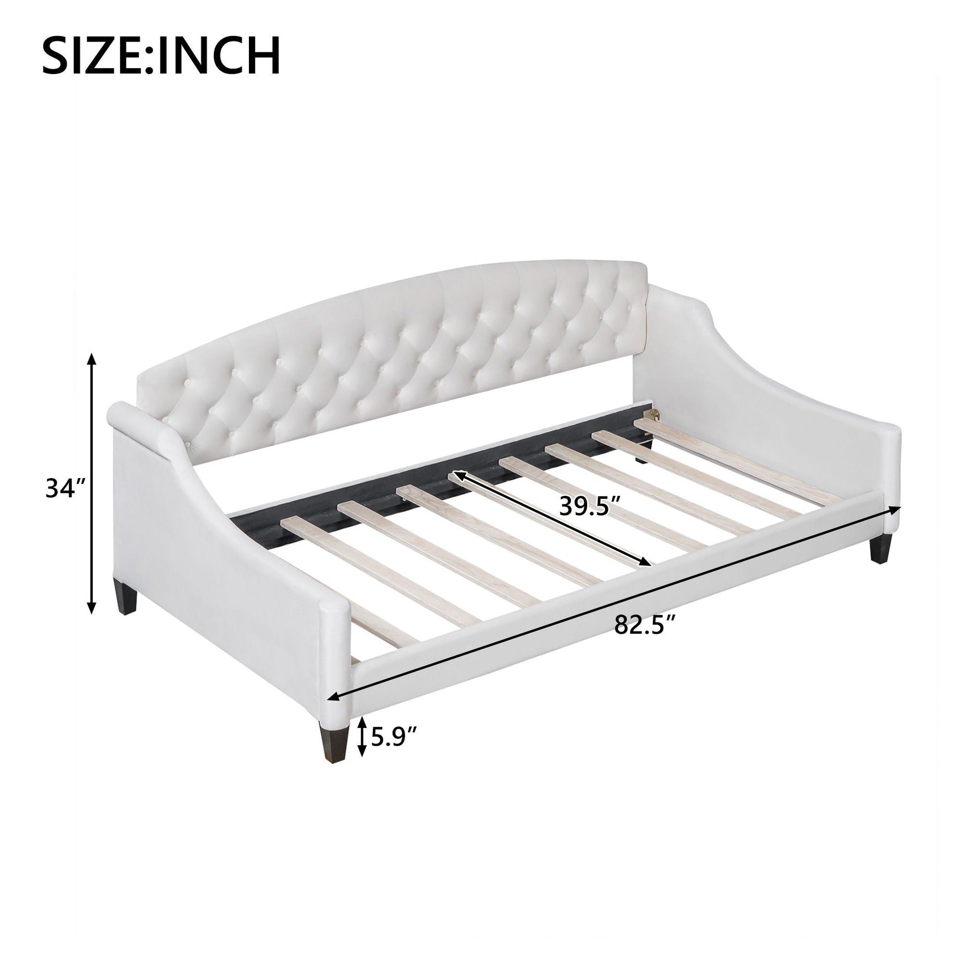 Modern Tufted Button Daybed in white upholstery with tufted headboard by HouseOfZazla on Tampa Home & Garden Store