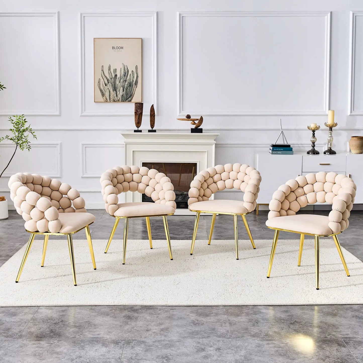 Puffy Bubble Ball Chain Dining Chairs Set of 2