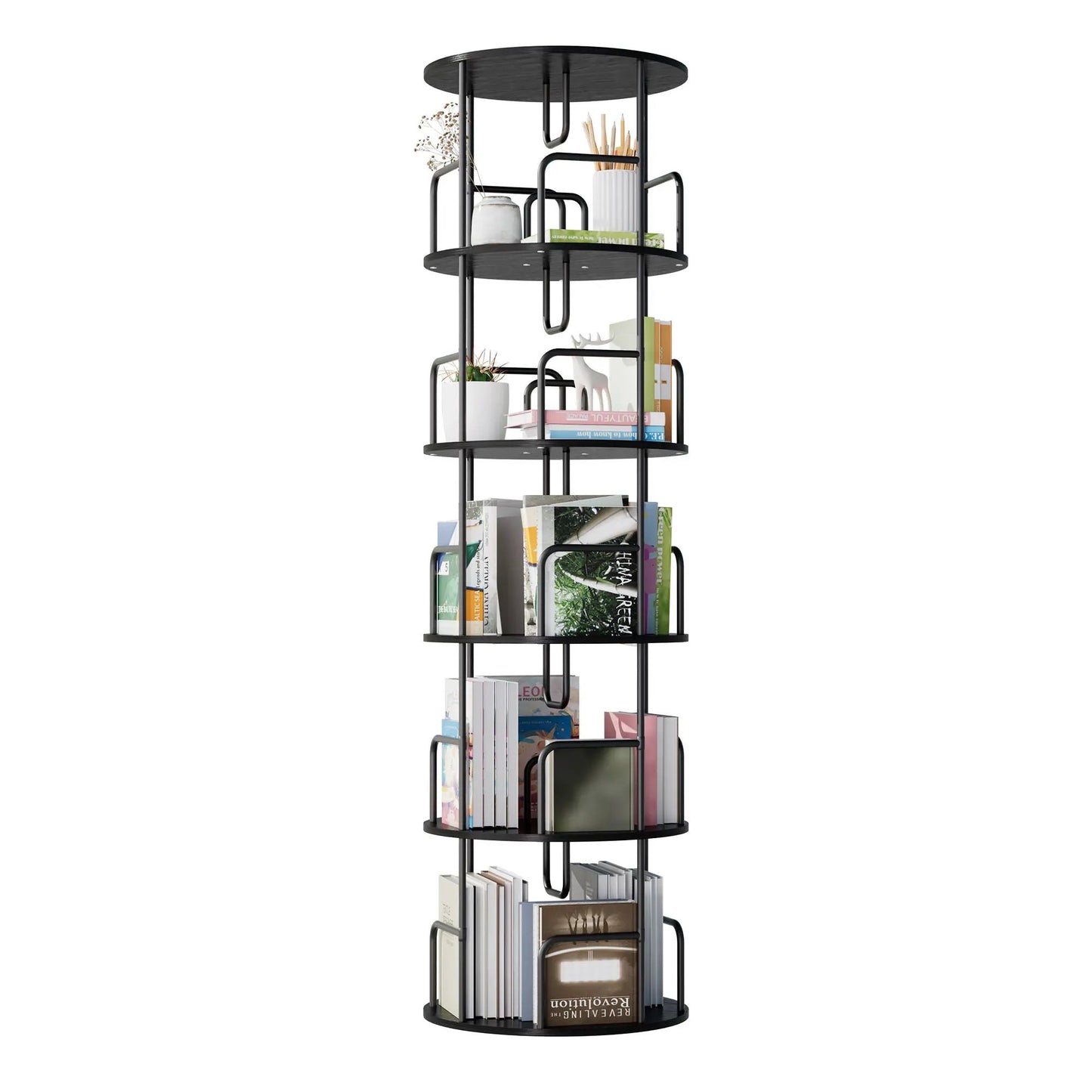 Rotating Bookshelf Tower 5 Tier Spinning Shelf