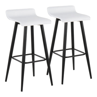 Pair of white fixed-height bar stools with black metal bases on Tampa Home & Garden Store