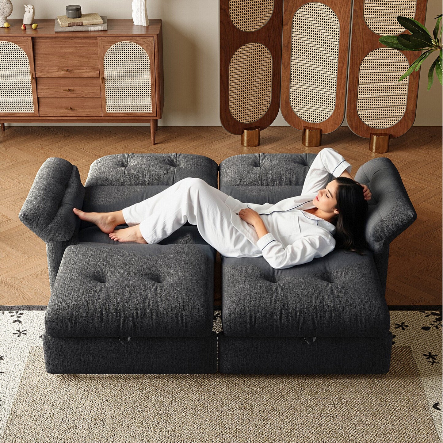 Multifunctional Plush Chenille Sofa and Bed Set