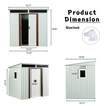 Metal Shed With A Sliding Door And Glass Window