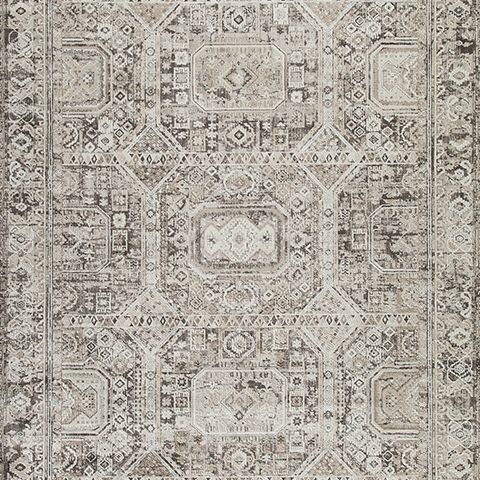 Junley rug, neutral area rug with vintage geometric medallions on Tampa Home & Garden Store