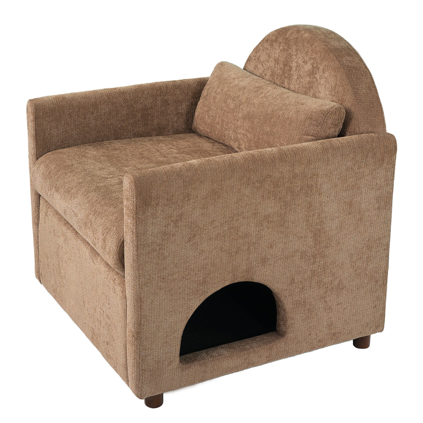 Coffee Pet Friendly Accent Chair with Hidden Pet Nook brown fabric upholstery on Tampa Home & Garden Store