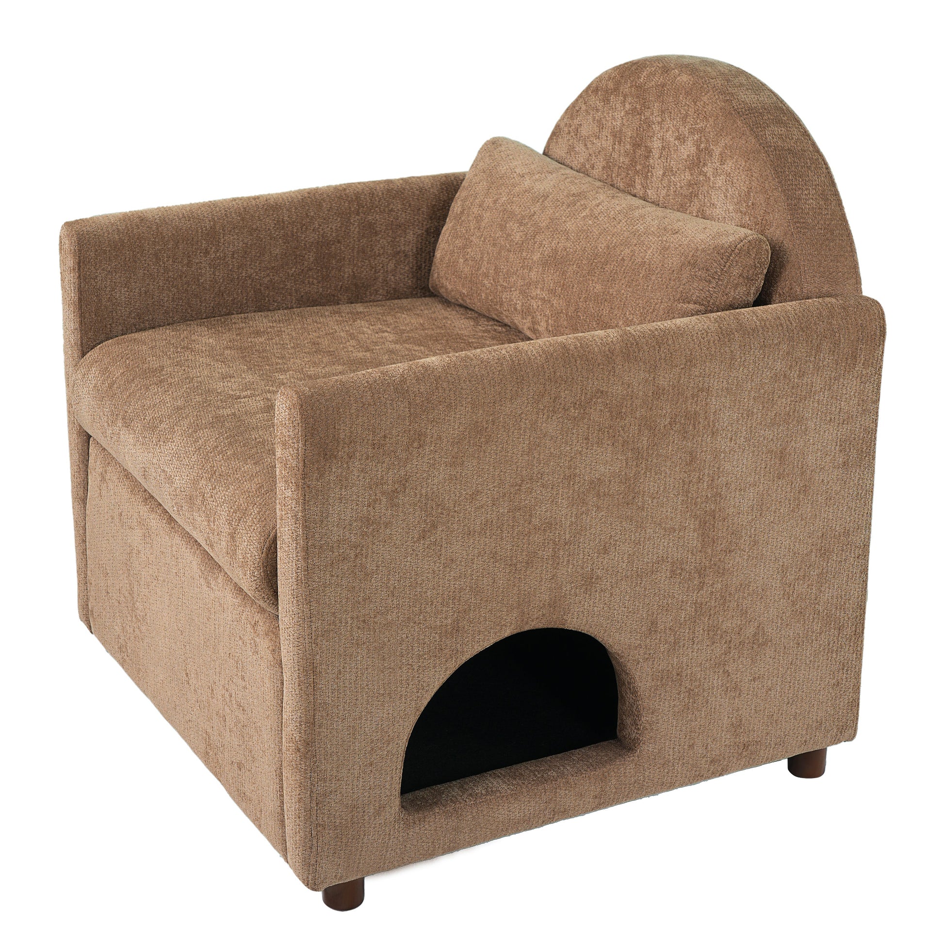 Coffee Pet Friendly Accent Chair with Hidden Pet Nook brown fabric upholstery on Tampa Home & Garden Store