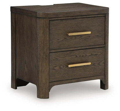 Radkin Two Drawer Night Stand Burnished Brown