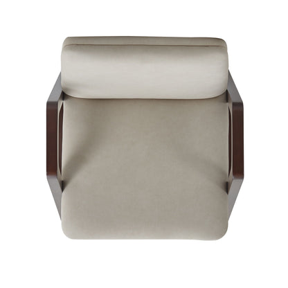 Stella Cream Armchair with Beech Wood and Cushion