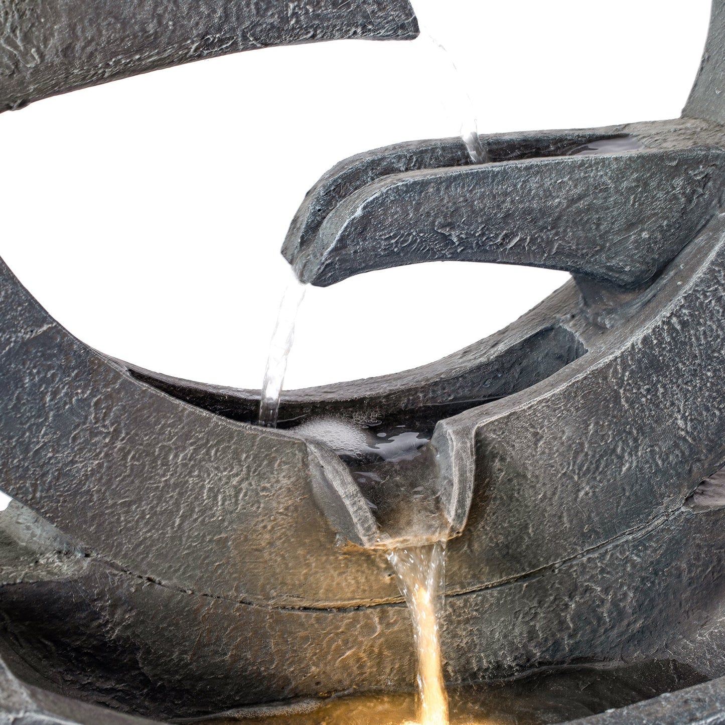 Outdoor water fountain gray circular polyresin with flowing water on Tampa Home & Garden Store