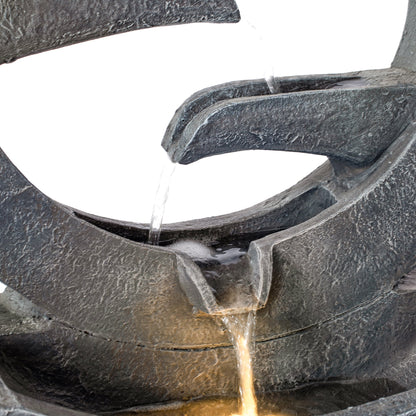 Outdoor water fountain gray circular polyresin with flowing water on Tampa Home & Garden Store