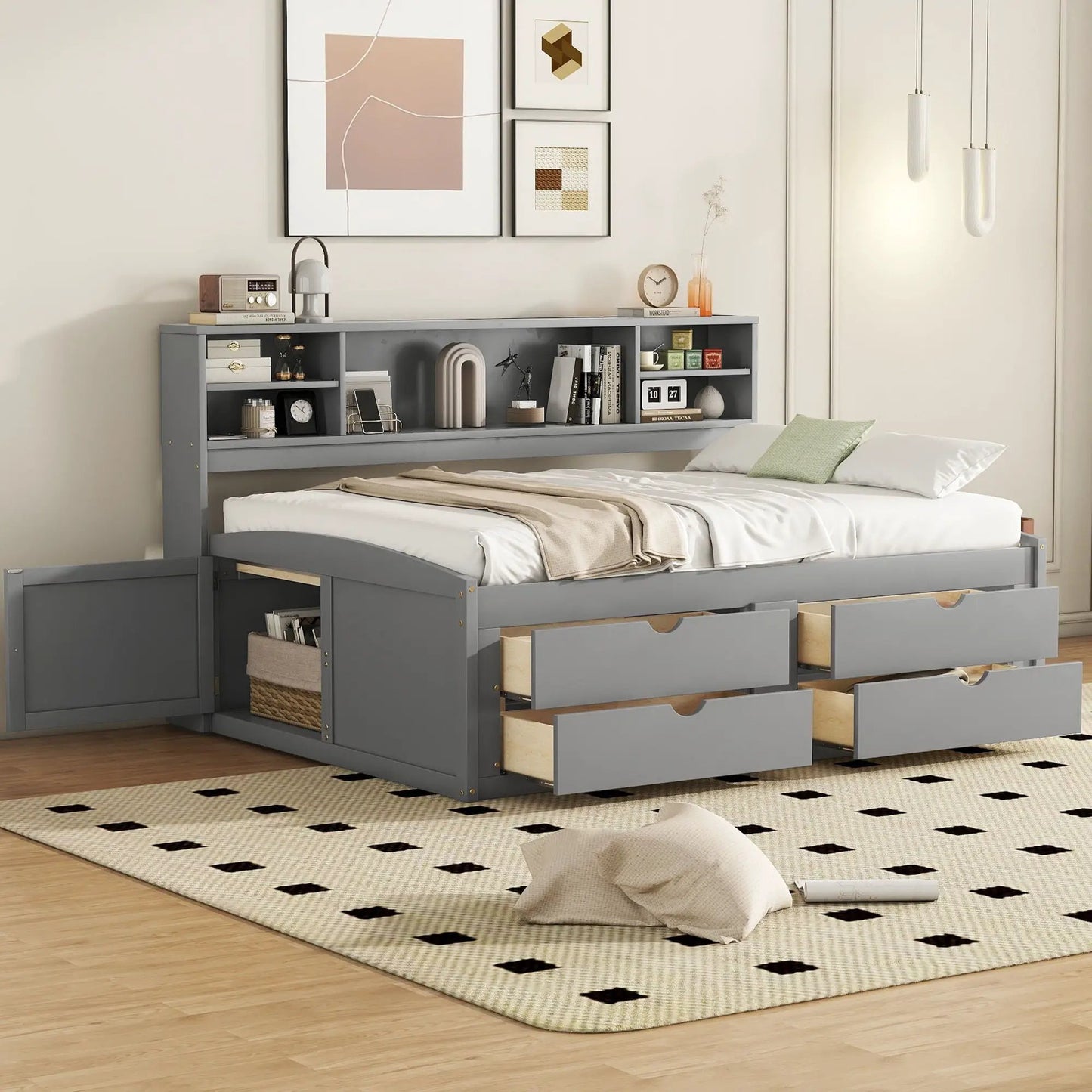 Daybed with Two Bedside Cabinets and Four Drawers