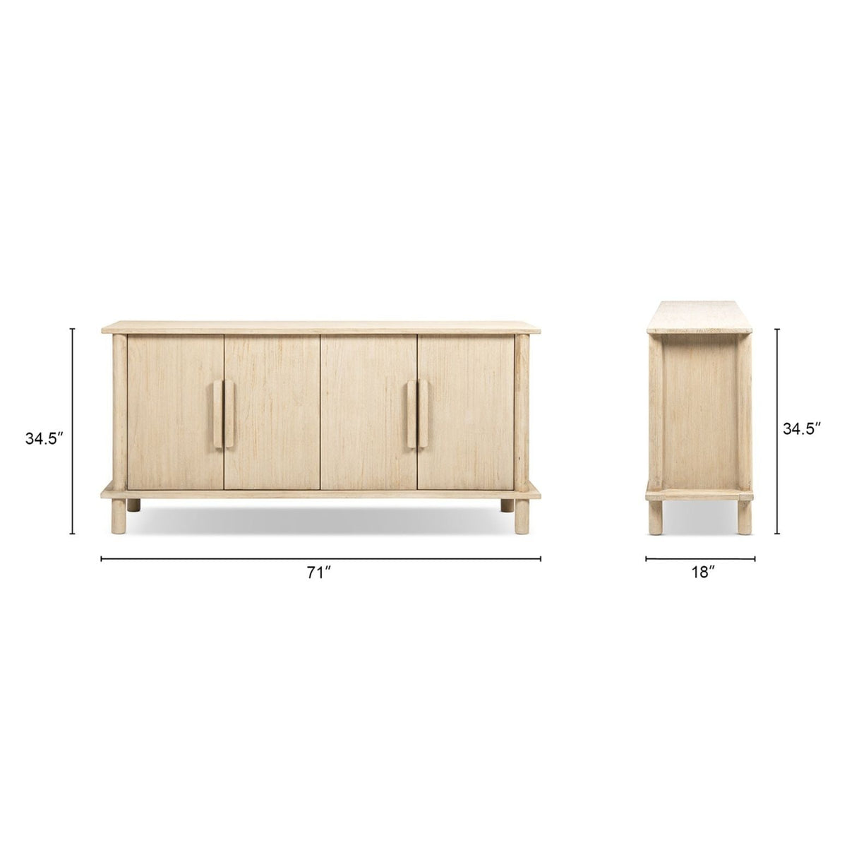 Natural reclaimed wood 4-door sideboard with matching console table 2-piece by HouseOfZazla on Tampa Home & Garden Store