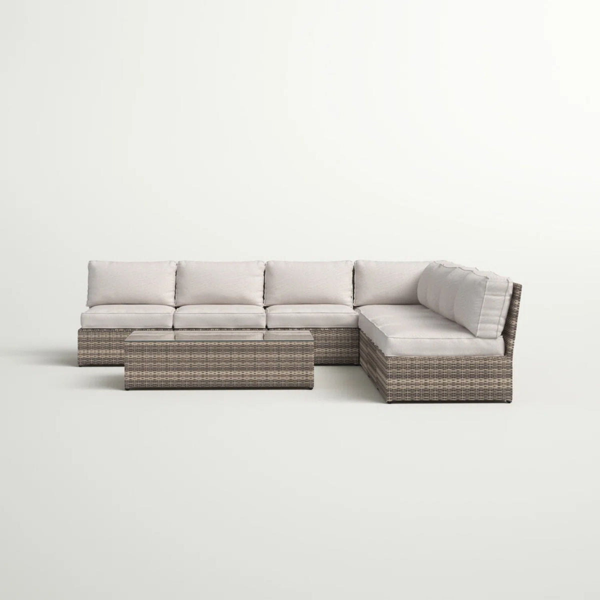 Patio Rattan Sectional Set With Cushions, beige wicker, 2-Piece Outdoor by HouseOfZazla on Tampa Home & Garden Store
