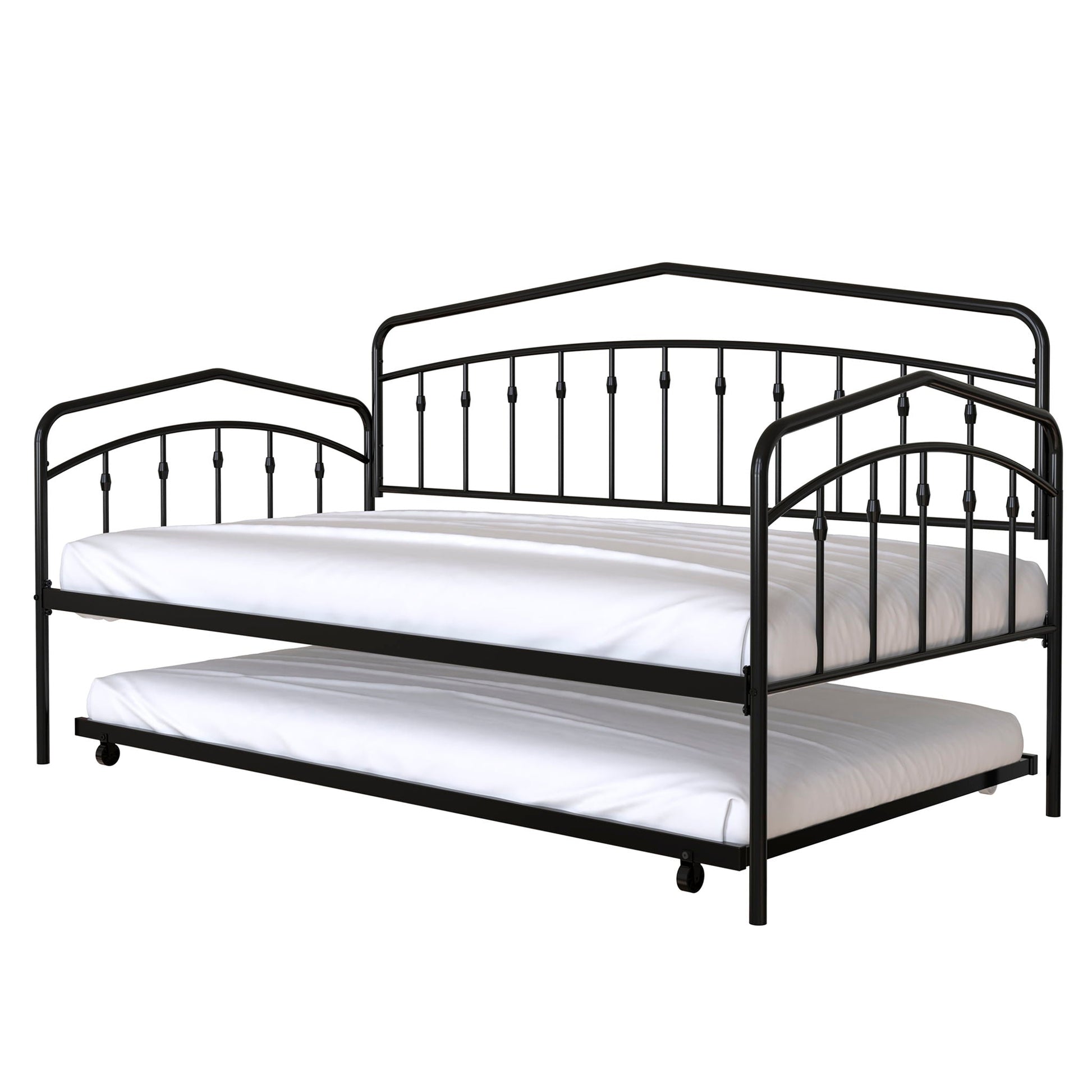 Fox Daybed with Twin Trundle, black metal frame, two beds by HouseOfZazla on Tampa Home & Garden Store